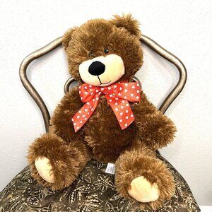 ANIMAL ADVENTURE Teddy Bear Plush Large‎ Valentines Red Bow Sitting 13” Soft